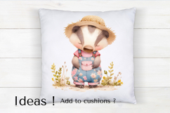 Spring Badger in Floral Overalls PNG Clipart Product Image 4