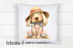 Spring Dog Clipart Cute Puppy in Floral Overalls PNG Product Image 4