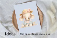 Cute Baby Elephant PNG - Watercolor Nursery Clipart Product Image 3