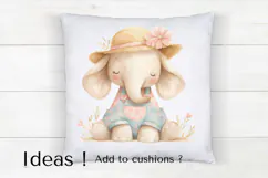 Cute Baby Elephant PNG - Watercolor Nursery Clipart Product Image 4