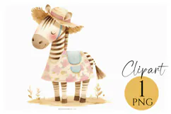 Cute Zebra Clipart in Spring Dress PNG for Crafts & Cards Product Image 1