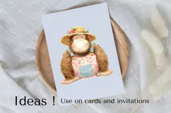 Cute Watercolor Gorilla Clipart - Jungle Animal PNG Product Image 3