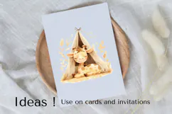 Cute Giraffe in Tent PNG - Boho Safari Nursery Clipart Product Image 3