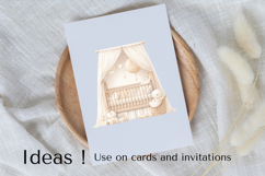 Soft Beige Baby Crib Clipart PNG - Neutral Nursery Decor Product Image 3