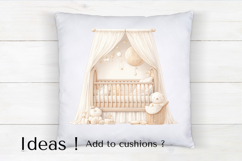 Soft Beige Baby Crib Clipart PNG - Neutral Nursery Decor Product Image 4