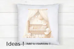 Soft Beige Baby Crib Clipart PNG - Neutral Nursery Decor Product Image 4