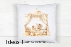 Adorable Sleeping Baby Elephant Clipart PNG Nursery Decor Product Image 4