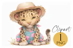 Adorable Leopard Clipart PNG Jungle Safari Nursery Art Product Image 1