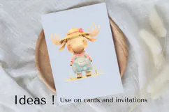 Adorable Moose Clipart PNG Rustic Farmhouse Woodland Art Product Image 3