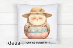 Adorable Sleepy Owl Clipart PNG Rustic Farmhouse Decor Product Image 4