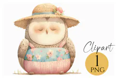 Adorable Sleepy Owl Clipart PNG Rustic Farmhouse Decor Product Image 1