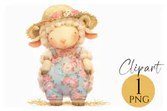 Adorable Spring Lamb Clipart PNG Farmhouse Country Decor Product Image 1