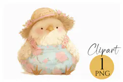 Adorable Baby Chick Clipart PNG Farmhouse Spring Decor Product Image 1