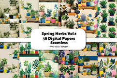 Spring Herbs Vol.1 Seamless Digital Paper, 36 PNG Product Image 1