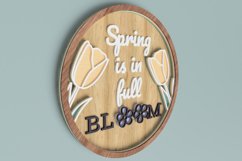 Spring Laser Cut File - Round Sign 'Spring Is In Full Bloom' Product Image 2