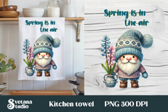 Spring flower gnome kitchen towel | Kitchen towel PNG design Product Image 1