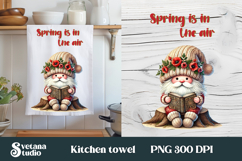 Spring flower gnome kitchen towel | Kitchen towel PNG design Product Image 1