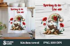 Spring flower gnome kitchen towel | Kitchen towel PNG design Product Image 1