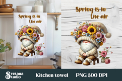 Spring flower gnome kitchen towel | Kitchen towel PNG design Product Image 1