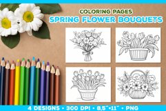 Spring floral bouquet coloring pages. Kids coloring books Product Image 1