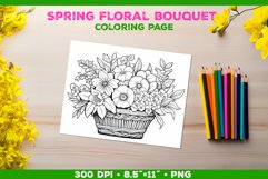 Spring floral bouquet coloring page. Kids coloring book Product Image 1