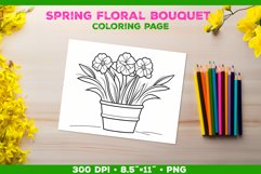 Spring floral bouquet coloring page. Kids coloring book Product Image 1