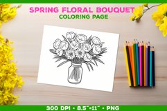 Spring floral bouquet coloring page. Kids coloring book Product Image 1
