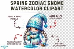 Spring Zodiac Gnome Watercolor Clipart - 24 Variations Product Image 2