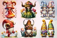 Spring Zodiac Gnome Watercolor Clipart - 24 Variations Product Image 3