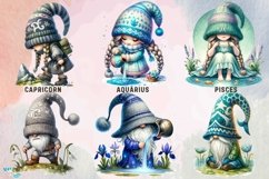 Spring Zodiac Gnome Watercolor Clipart - 24 Variations Product Image 6