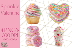 Rainbow Sprinkle Valentine Dessert Clipart PNG Product Image 1