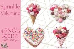 Rainbow Sprinkle Valentine Dessert Clipart PNG Product Image 1