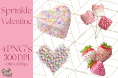 Rainbow Sprinkle Valentine Dessert Clipart PNG Product Image 1