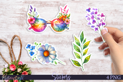 Spring Floral Stickers | Watercolor Flowers &amp; Sunglasses Product Image 1