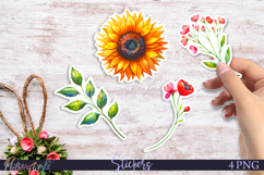 Spring Floral Stickers | Watercolor Flowers &amp; Sunflower Product Image 1