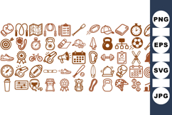 Complete Fitness Sports Icon Clipart Bundle for Workouts Product Image 1
