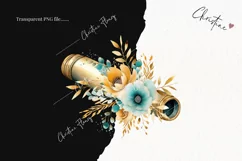 Watercolor Flower Spyglass Clipart | Watercolor Ocean PNG Product Image 2