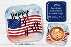 Patriotic 4th of July square coaster png Independence day Product Image 1