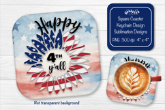 Patriotic 4th of July square coaster png Independence day Product Image 1