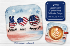 Patriotic 4th of July square coaster png Independence day Product Image 1