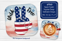 Patriotic 4th of July square coaster png Independence day Product Image 1