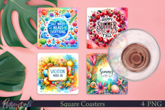 Summer Square Coasters | Beach Quotes | Vacation mode on Product Image 1