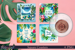 Summer Square Coasters | Beach Quotes | Drink in my hand Product Image 1