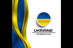 Square banner ukraine with abstract wave template vector Product Image 2