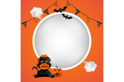 Square black cat halloween frame template background Product Image 1