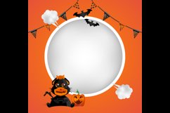 Square black cat halloween frame template background Product Image 2