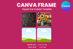 Square Car Coaster Canva Frame Car Cup Coaster Photo Frame Product Image 1