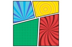 Square cartoon comic background set colorful design Product Image 1