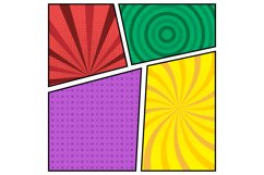 Square cartoon comic background set colorful isolated Product Image 1
