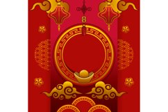 Square Chinese New Year Flyer And Poster Template Vector Product Image 1